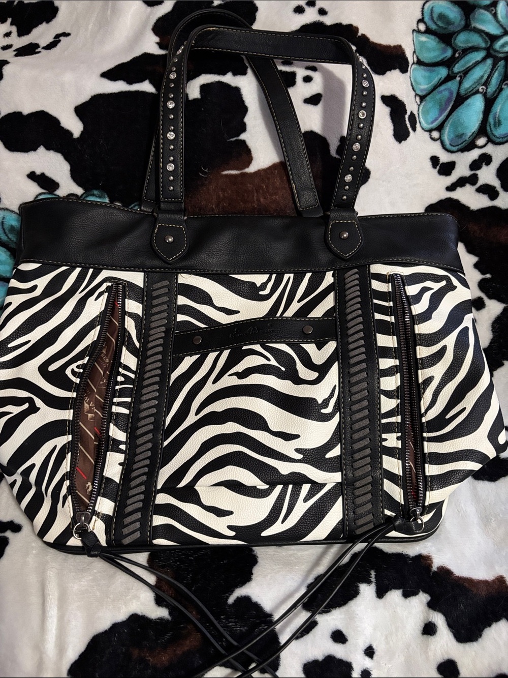 Montana West Black and White Zebra Print Shoulder Bag